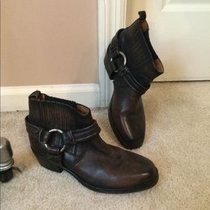 Beautiful diesel dark brown leather harness bootie